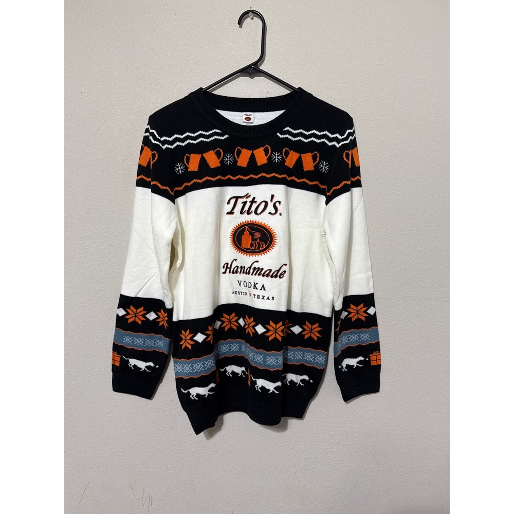 Tito's Handmade Vodka Ugly Christmas Party Sweater Mens Size Medium Austin Texas